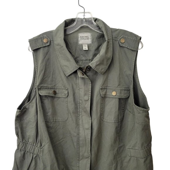 Rachel Hollis Olive Green Cargo Cotton Vest Size 1X - Picture 3 of 5